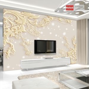 BIHUADASHI | 3D Stereoscopic Embossed Luxurious TV Background Wall Wallpaper