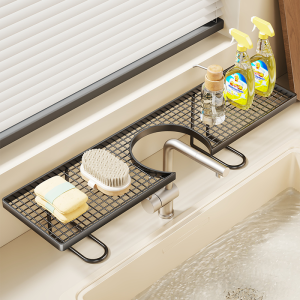 QINQI | Kitchen Organizer Stand Sink Dish Washing Drainage No Drill Storage Rack