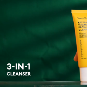VIBRANT GLAMOUR 3-in-1 Radiant Vitamin C Facial Cleanser Deep Cleansing Acne Fighting Brightening With Centella Amino Acids and