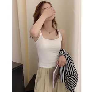 chaqi | American Style Summer Pure Cotton Camisole Vest Womens Base Layer Inner Wear Outer Wear Small Strap Top Pure Desire Anti-Light