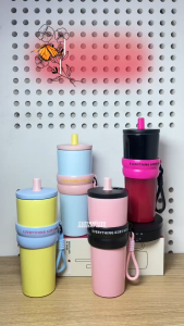 Tumbler Mug Stainless Steel Gradasi 710ml / Gelas Minum Sedotan / Mug Sporty With Straw Lid