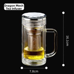 Double Layer Transparent Borosilicate Glass Office Cup for Advertisement and Gift