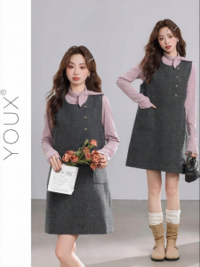 YOUXIANG | Đầm Vintage Ôm Body Dáng Rộng