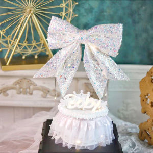 Dreamy Pearl Butterfly Knot Cake Decoration Goddess Baking Edging Ornament Fairy Tale Scene Lighting Festival Decoration