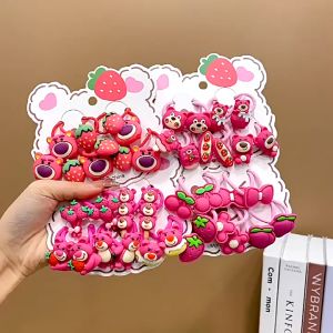 Set 10 cột tóc gấu dâu Lotso dễ thương cho bé phong cách Hàn Quốc thun co giãn tốt- Vĩ 10 dây buộc tóc gấu dâu tây losto