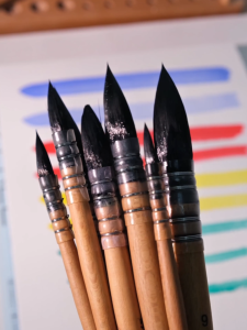 MEEDEN Watercolor Brushes Professional - Synthetic Squirrel Hair Artist Paint Brushes Set with Beech Wood Handle Great for Artists Hobbyists Size 1