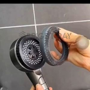 4 in 1 Pressurized Massage Shower Head With Silicone Brush 4 Mode Water Saving Shower Handheld Pancuran Bilik Air 高压花洒