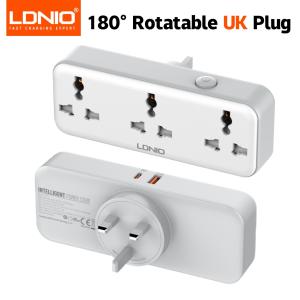 US UK EU Plug Outlet 3 Sockets Multitap Wall Power Strip Electrical Socket USB A  USB C Port No Extension Cord  Rotatable Plug