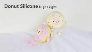 Hoạt Hình Silicone Donut Đèn Ngủ LED Có Giá Đỡ Điện Thoại Đèn Bàn Cho Bé Ngủ Trẻ Em Trang Trí Phòng Trẻ Giáng Sinh Quà Tặng Sinh Nhật