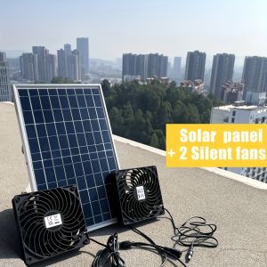 Solar fan kit with solar panels and2 solar exhaust fans solar exhaust fans chicken coop dog house solar charging solar system