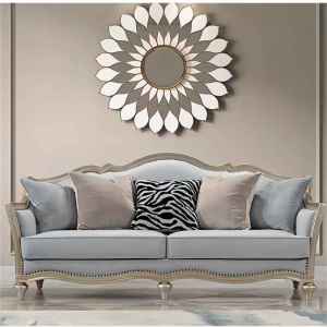 American Style Luxury Leather Sofa Solid Wood Fabric Living Room Household Combination Straight Row Sofa JingLi Brand