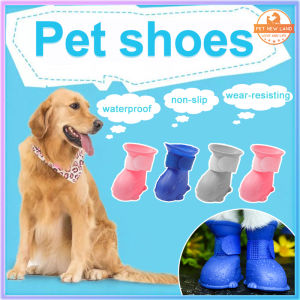 Pet New Land 4pcs Waterproof Dog Shoes Boots Non-Slip Rain Shoes Pet Boots