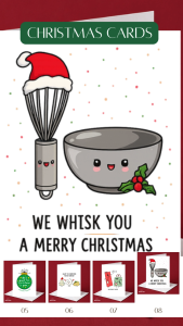 Funny Christmas Card - We Whisk You a Merry Christmas | Kawaii Whisk Bowl | A6