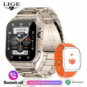 LIGE | LIGE Men Women Smart Watch NEW Bluetooth Call TWS Local Music Sport Clock 1.96 IP68 Waterproof Relógio Clock For Android IOS