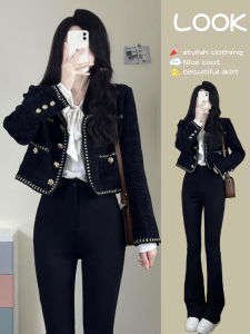 French Style Short Coat Womens 2025 Spring Autumn New High End Feeling Elegance Lady Small Size Woolen Top Quality Polyester Fiber