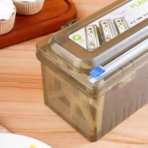 Tea Grey PET Cling Film Cutter Food Film Dispenser Magnetic Plastic Wrap Dispenser with Cutter Aluminum Stretch Storage Box