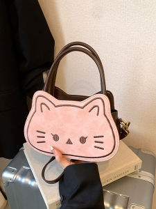 Cute Cat Shaped Handbag Womens Crossbody Shoulder Bag Soft Material Lightweight Casual Style Fashionable Small Size Bag