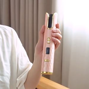 Pengeriting Rambut Otomatis Tanpa Kabel Pengeriting Rambut 20Mm Desain Dapat Diisi Ulang USB dengan Besi Penjepit Tidak Terikat Suhu Dapat Disesuaikan dengan Tampilan LCD Nirkabel Tongkat Pengeriting Rambut Portabel