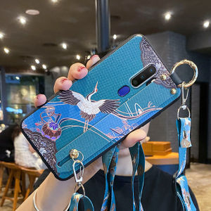 เคสโทรศัพท์ซิลิโคนสำหรับ Oppo A11 A9 A7X A7 แบบครอบเต็มพร้อมสายรัดข้อมือสำหรับผู้ชายและผู้หญิง ป้องกันการตกหล่น