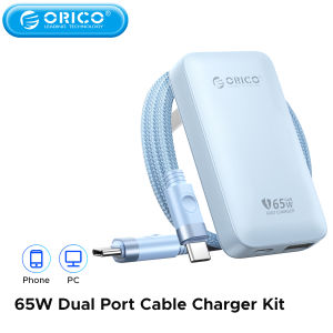Orico 65W cổng kép Bộ sạc cáp Kit USB-A và Type-C sạc nhanh cho hành trình du lịch văn phòng nhà cửa