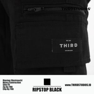 THIRDSTUDIOS / Celana Cargo Panjang - Black Slim fit RIPSTOP
