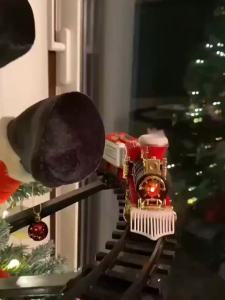 Christmas train track set electric suspension music lighting Christmas tree decoration Christmas decoration gifts