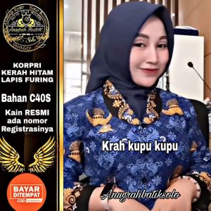 Kemeja Korpri Resmi wanita dan pria bahan katun C40S berlapis furing