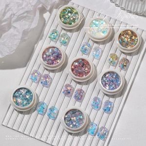 Nhũ kim tuyến rắc trang trí móng tay nail  Sét 8 hũ nhũ vảy cá ẩn gel 9d siêu sáng