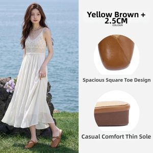 Josiny | French Style Comfortable Womens Mules Flat Sandals