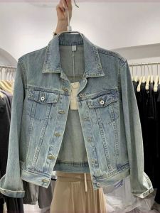 South Korea Dongdaemun 2024 Fall New Arrival Light Color All-Matching Loose Accessible Luxury Western Style Youthful-Looking Denim Coat Top Women