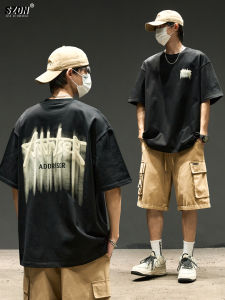 SZON | Streetwear Color Block Graffiti Printed Mens T-shirt Cotton