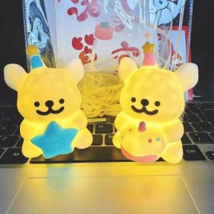 Cute Line Dog Action Figures Night Lamp Collectible Model Doll Cartoon Room Decoration Toy Kids Gift