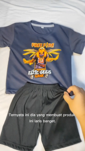 Baju Kaos Setelan Free Fire Elite Cees Gank/Baju Anak Laki Laki Karakter Sayap FF Umur 1 - 10 Tahun