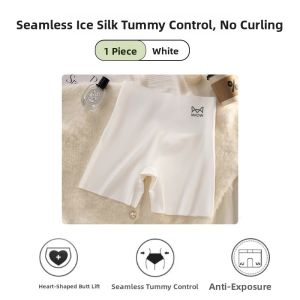 Miiow | MiiOW Ice Silk Safety Pants Womens Anti-Light New 2025 Thin Flat Angle Anti-Curl Binding Base Layer Three-In-One Briefs Summer