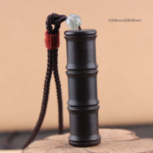 สร้อยคอไม้มะเกลือสามารถซ่อนของได้กล่องกาอูแบบกลวงสามารถเปิดได้จี้ไม้ไผ่แบบพกติดตัวได้