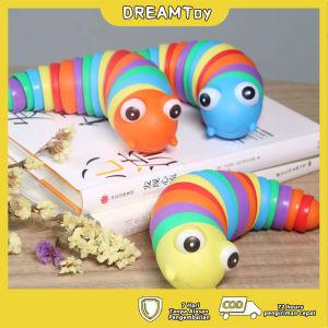 DREAMToy Mainan Fidget Slug Ulat dan Siput Fidget Slug Toys Mainan Ulat rainbow