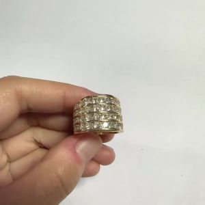 Huitan Multi-layers Design Women Gold Color Wedding Party Accessories Inlaid Shiny Round CZ Luxury Engagement Lady Jewelry Gift