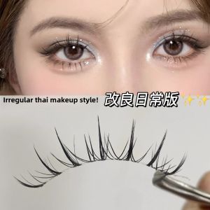 Natural Looking A07 False Eyelashes Super Natural Cartoon Devil Fairy Eyelashes Fine Black Stem Artificial Fiber Any Skin Type