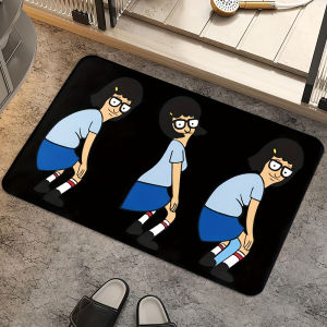 VIKAMA Bobs Burger Shop Tina Cartoon Doormat Thảm Phòng Tắm Thấm Nước Chống Trượt Vui Nhộn Trang Trí Lối Vào Nhà Polyester Có Thể Giặt Bằng Máy