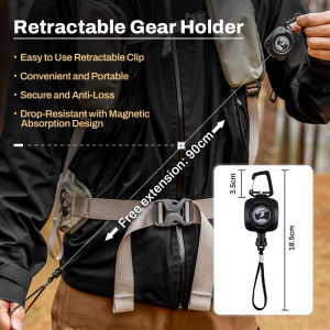 Rhino Rescue Retractable Scissor Retractor Keychain Heavy Duty Carabiner Badge Holder Tactical Retractable Reel Gift for Men