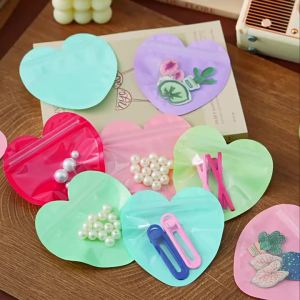 100pcs-Heart Shaped Red Heart Shaped Bag Resealable Bag Cute Mini Bag Valentines Day Trinket Bag Clear Resealable Bag Cute