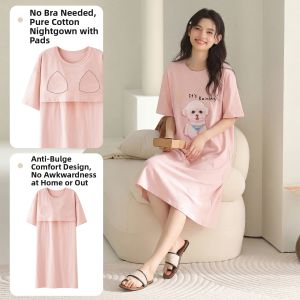 Nanjiren | Cotton Breathable Bra Padded Nightgown Home Wear