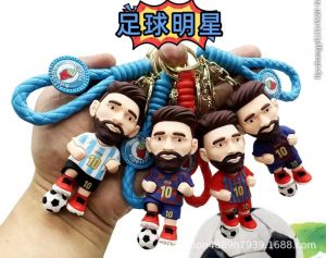 แฟนฟุตบอลพวงกุญแจจี้ตุ๊กตาเมสซี่โรนัลโดฮาลันด์ Mbappe Neymar ใหญ่น่ารักพวงกุญแจหัว