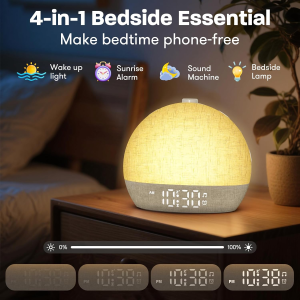 Sunrise Alarm ClockWhite Noise Sound Machine with 30 Soothing SoundsNatural Wake Up Light for Bedrooms Heavy Sleepers Gift