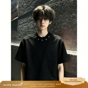 ZHUOCAN | Metal Rivets Crew Neck T-Shirt