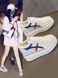 Casual Thick Bottom Leather Sneakers Womens Spring 2025 New Style Increased Height Inner Fashionable All-Match Flat Shoes
