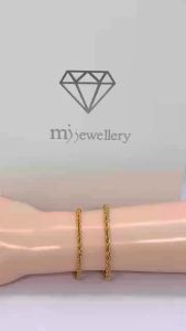 MJ Jewellery 916/22K Gold Hollow Rope Bracelet T004