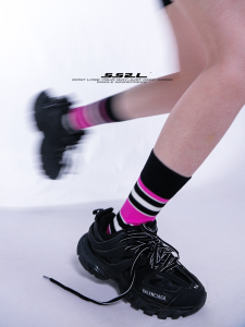 Ss2l Summer New Arrival Layered Color Stripes Blue Green Black Pink Pure Cotton Sports Knee Socks Socks Men and Women Ins Trendy Socks