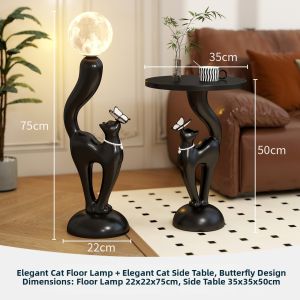 CHUCHEN | Artistic Black Cat Antique Decorative Living Room Bedroom French Floor Lamp