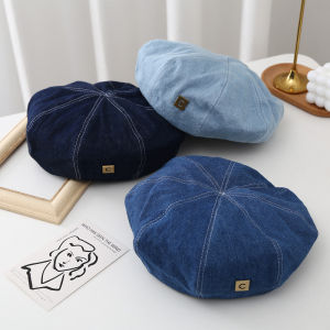 Korean Women Vintage Denim Beret Casual Jeans Berets Painter Octagonal Cap Fashion Female Ladies Outdoor Leisure Visor Caps